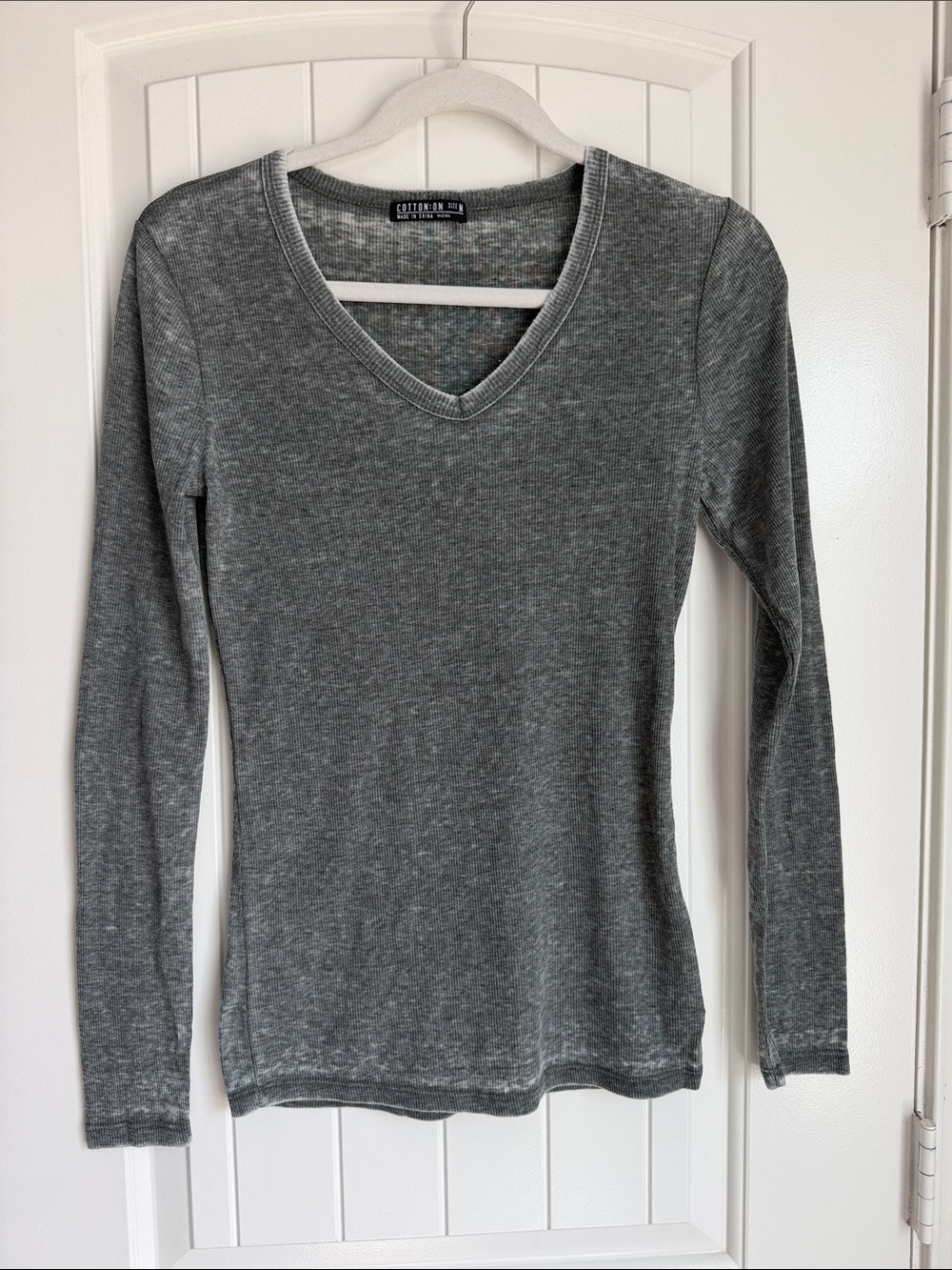 Cotton On Gray V-Neck Long Sleeve Top